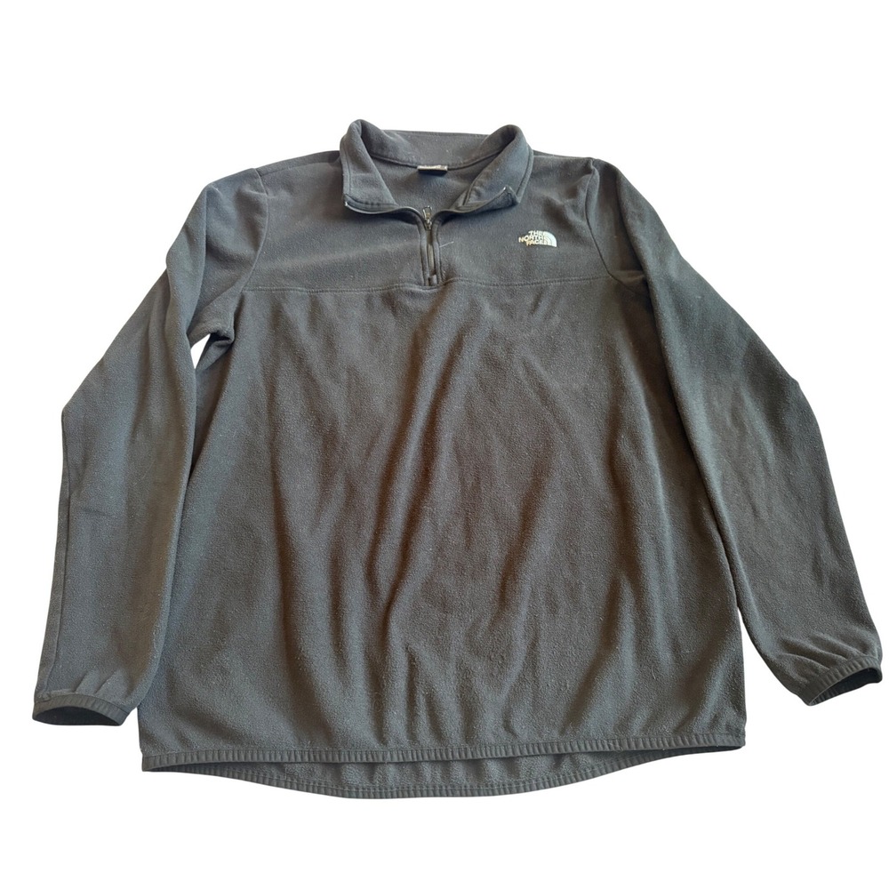 The North Face Womens Fleece Quarter Zip Pullover L Black Sweater Cozy Gorpcore
